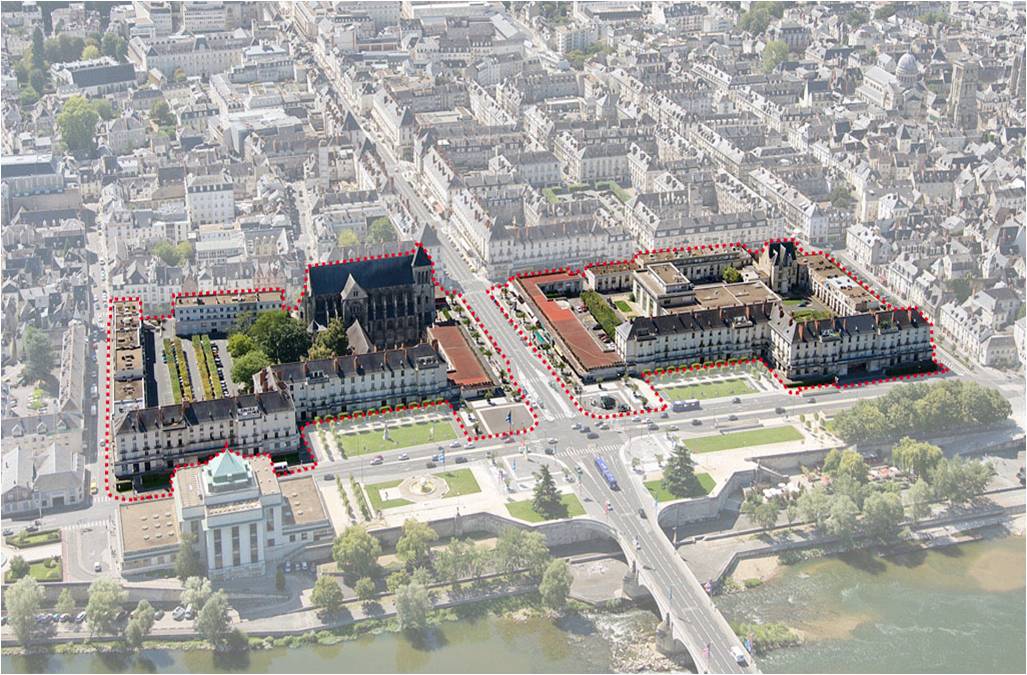 Situation du projet de réaménagement du haut de la rue Nationale à Tours.